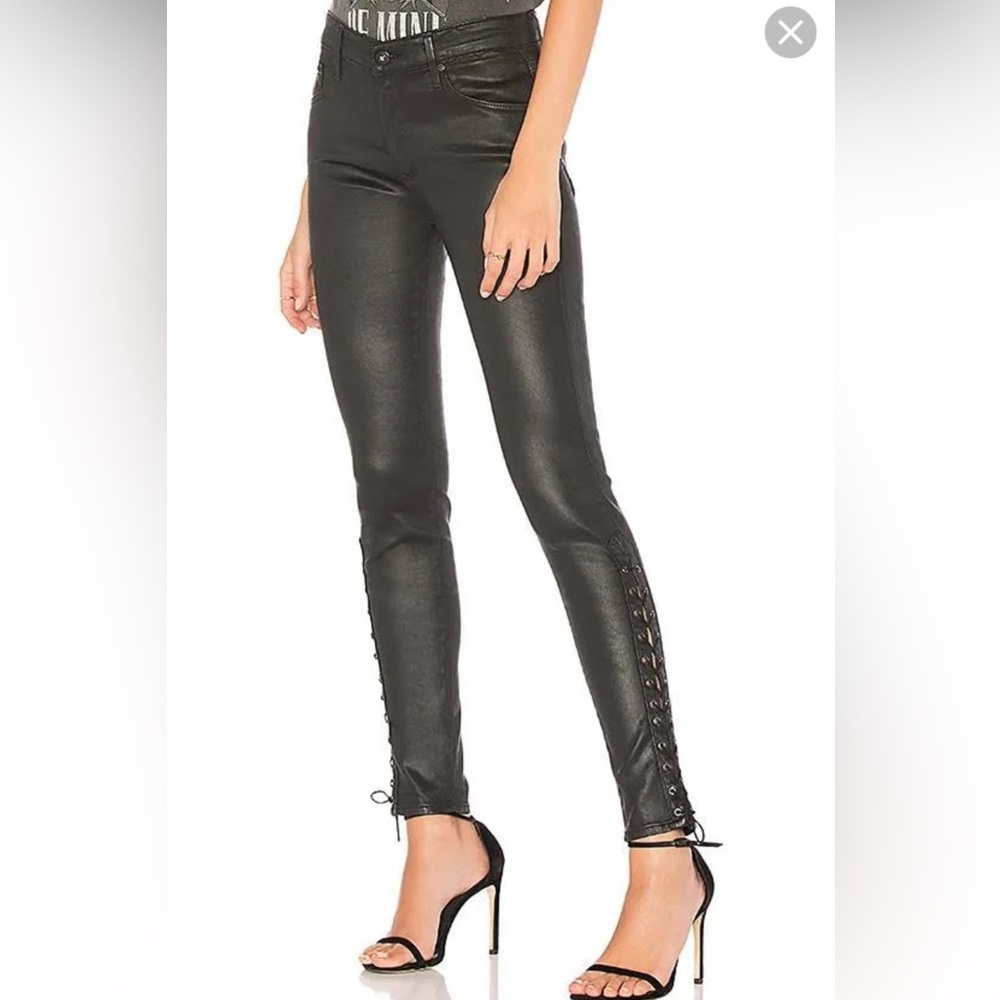 AG Farrah leather lace up skinny jeans